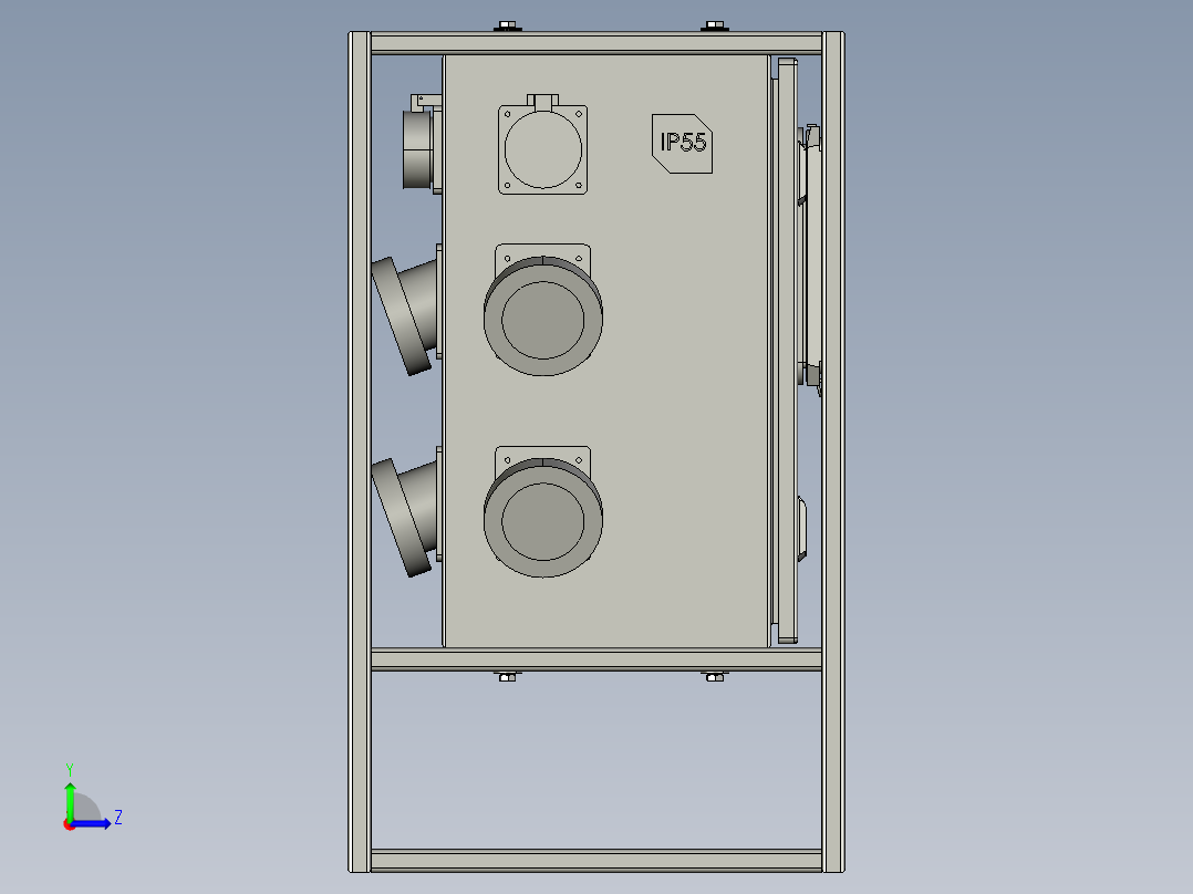 带插座的紧凑型保护电气面板 IP55左视图