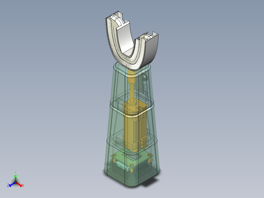 U型电动牙刷正等轴测图