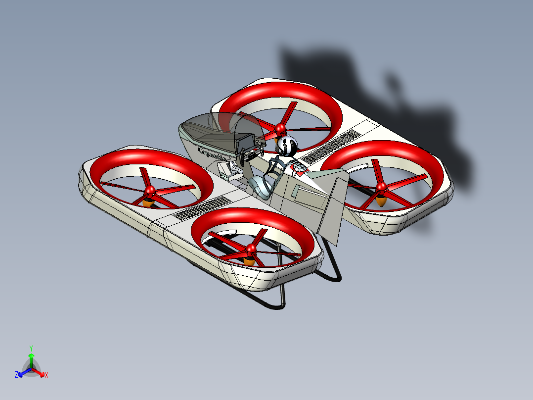 B3003846-有人驾驶四轴飞行器正等轴测图