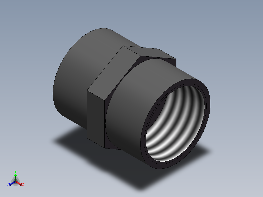 female adapter DN25 PN10 U-PVC正等轴测图