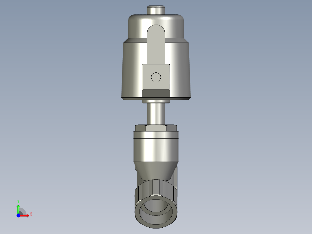 不锈钢气动角座阀DN25前视图