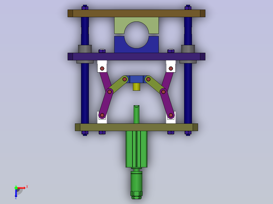夹紧自锁机构利用连杆死点俯视图