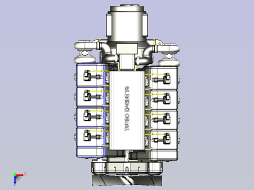 V8涡轮增压柴油机模型3D图三维模型俯视缩略图