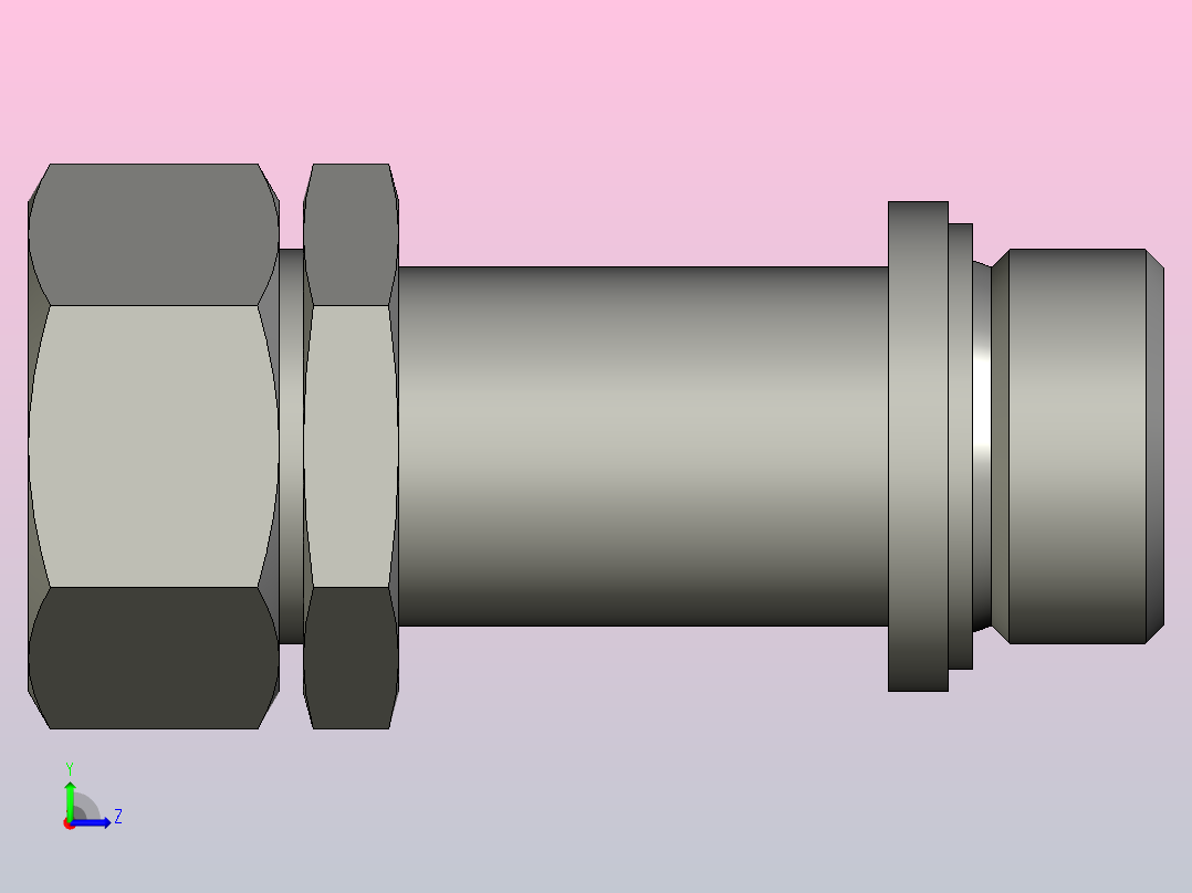 GB_T3735-2008带A型柱端的卡套式端直通长管接头L28左视图