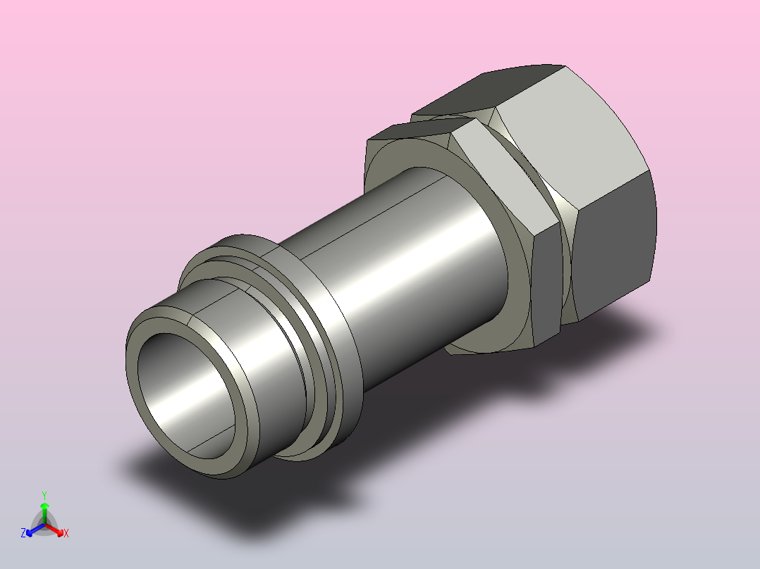 GB_T3735-2008带A型柱端的卡套式端直通长管接头L28正等轴测图