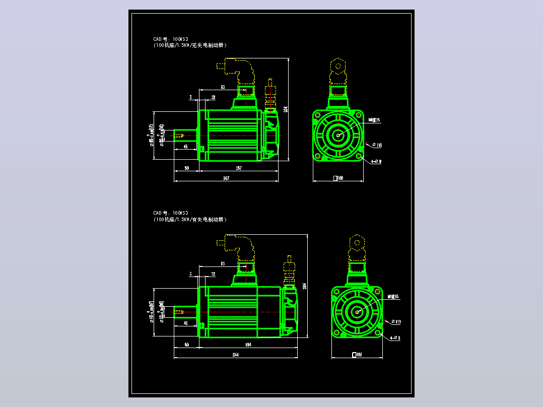 JSCC精研伺服电机CAD 100MS3 100MS4