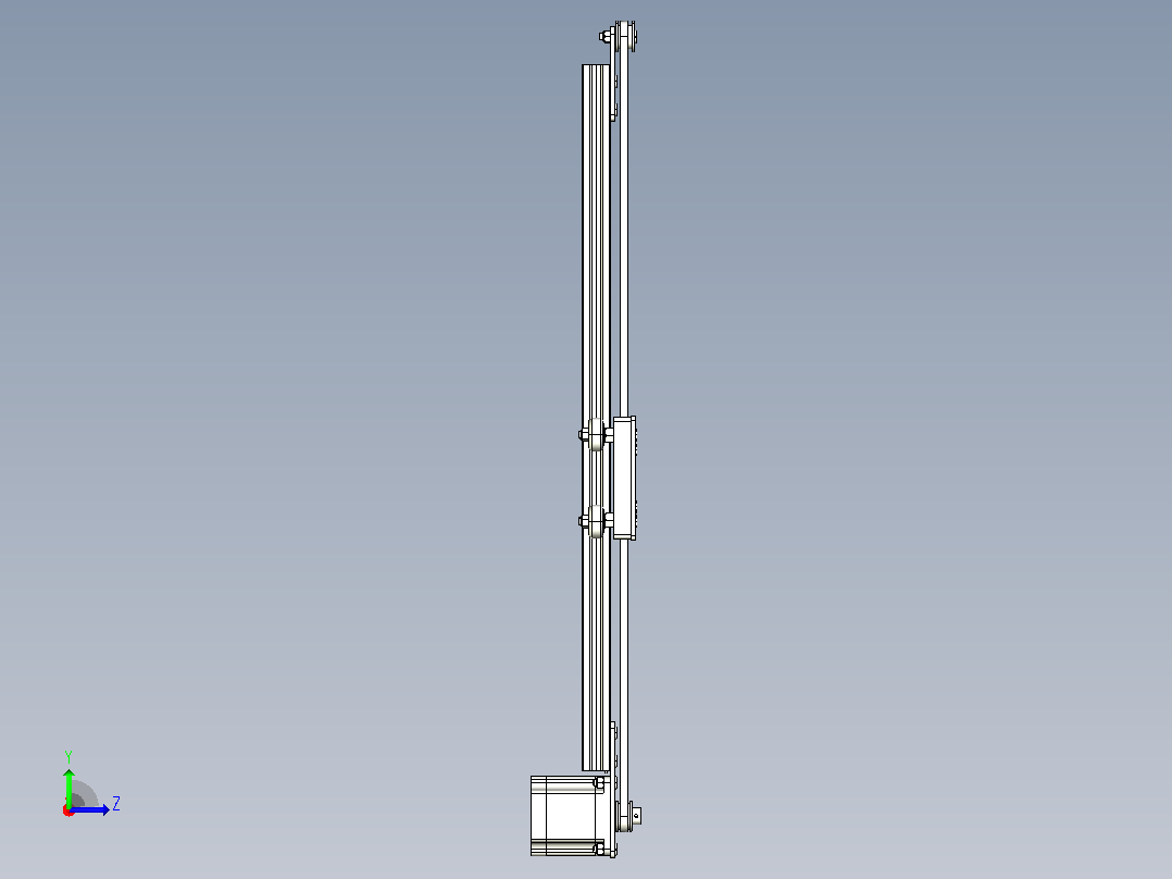 Nema23V型槽皮带驱动执行器500mm左视图