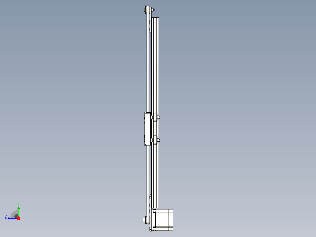 Nema23V型槽皮带驱动执行器500mm右视图