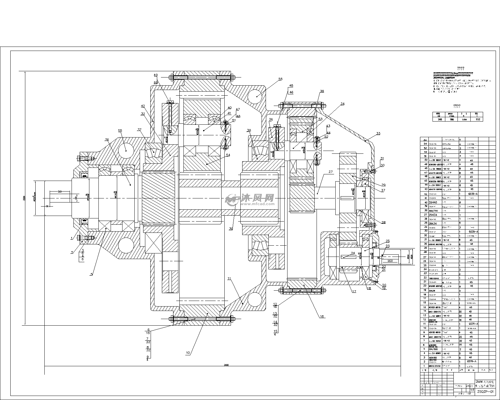 风力发电机增速器装配图
