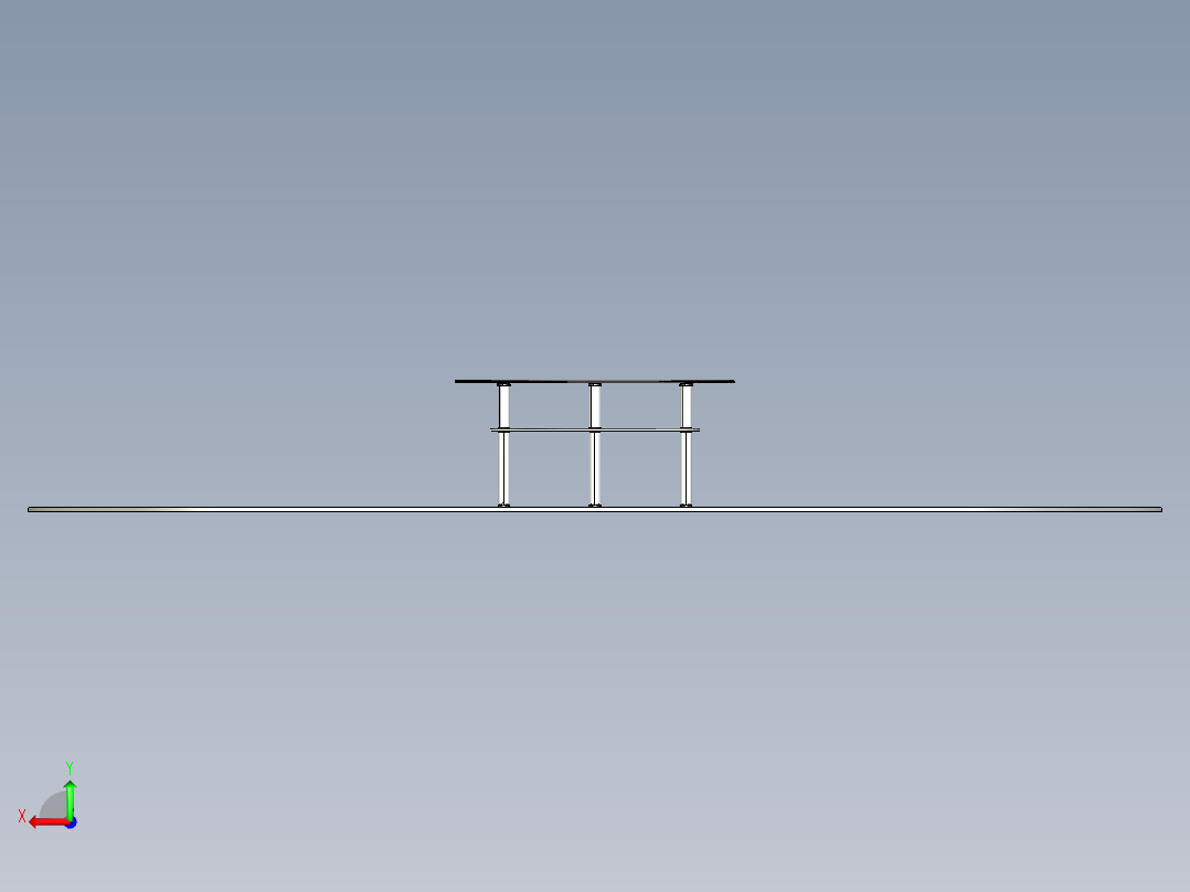 家具双层桌子后视图