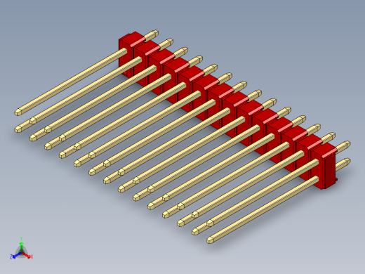 彩色公头100mil（2.54mm）系列-DS1021_red_2x14p_100mil_Type19_rev1.0正等轴测缩略图