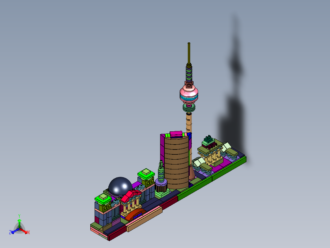 柏林天际线建筑街景积木正等轴测图