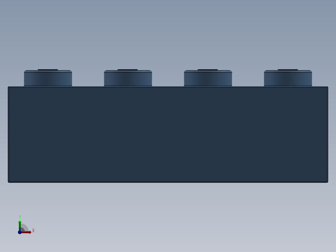 乐高套装 4421基本积木-4205058 - 3001 Medium Blue Brick 2 x 4.SLDPRT前视图