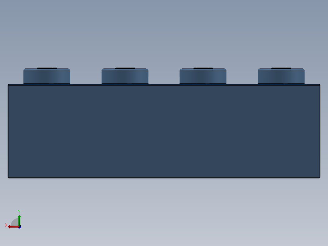 乐高套装 4421基本积木-4205058 - 3001 Medium Blue Brick 2 x 4.SLDPRT后视图