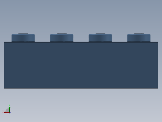 乐高套装 4421基本积木-4205058 - 3001 Medium Blue Brick 2 x 4.SLDPRT后视缩略图