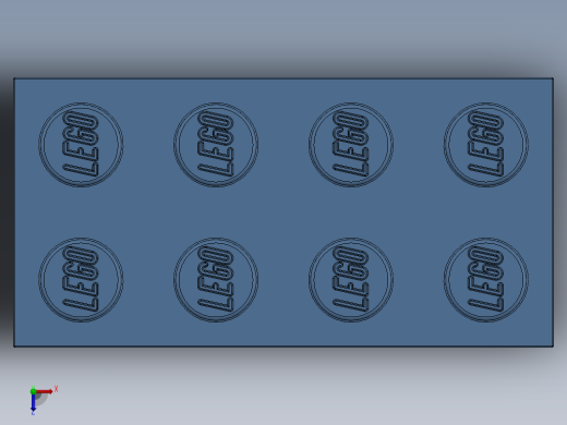 乐高套装 4421基本积木-4205058 - 3001 Medium Blue Brick 2 x 4.SLDPRT俯视缩略图