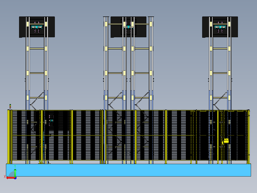 牛腿货架形式的存储库后视图