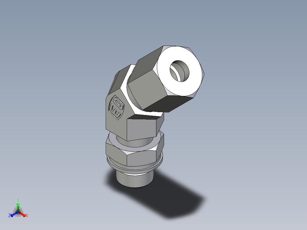 卡套式工业通用硬管接头EO_Adjustable_locknut_45_deg_elbow_VEE06LMORCF主视图