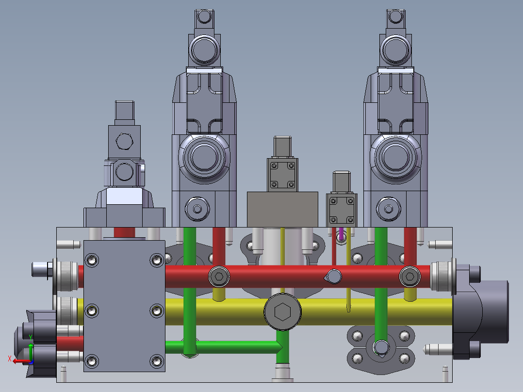 液压集成阀组后视图