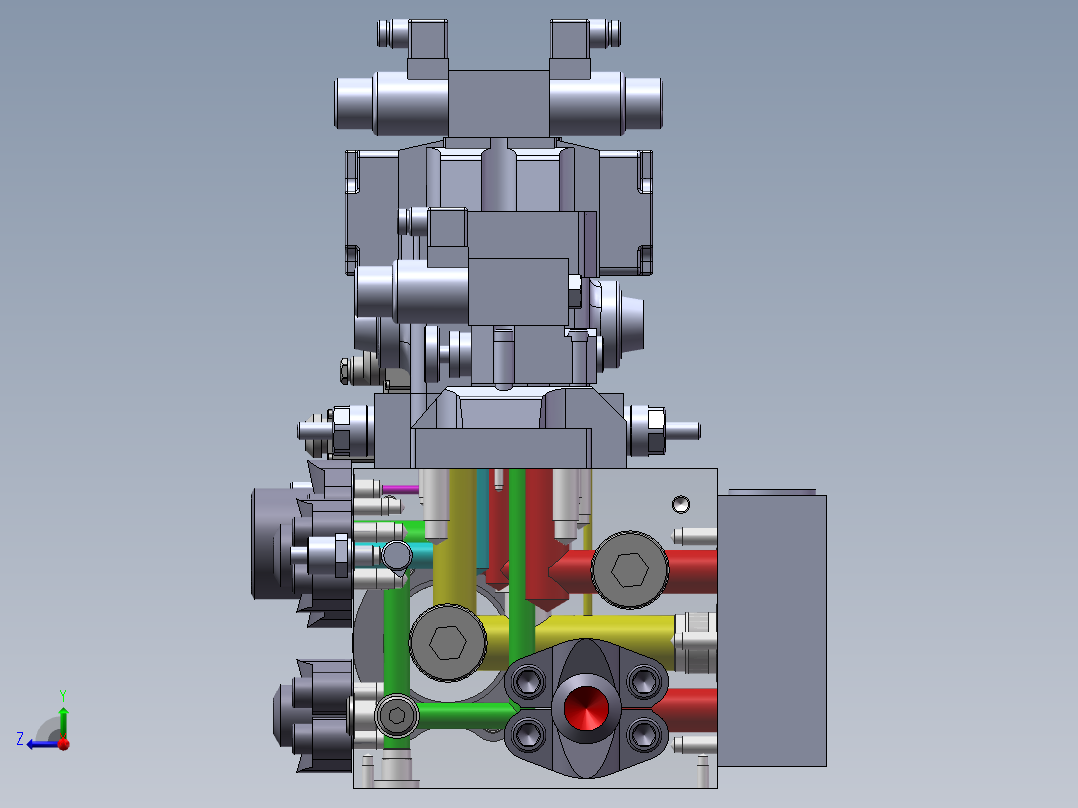 液压集成阀组右视图