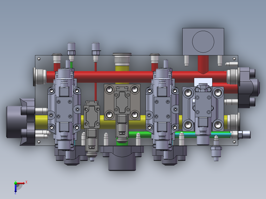 液压集成阀组俯视图
