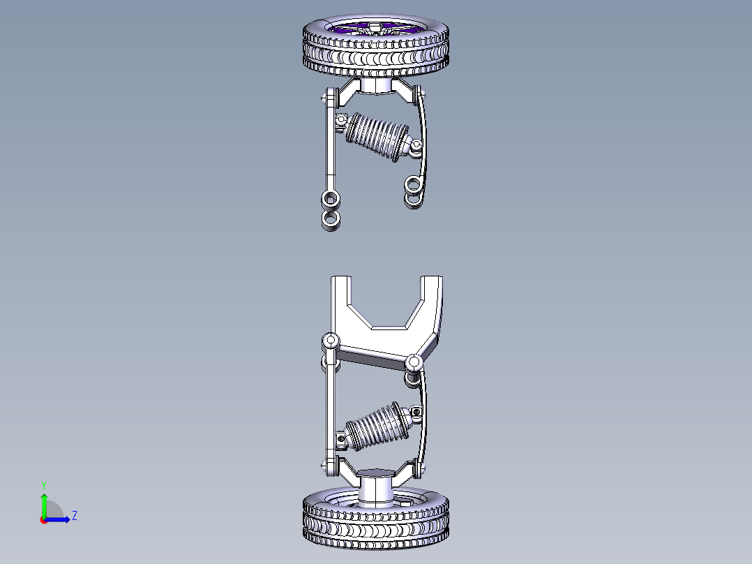 CATIA设计的双横臂悬架左视图
