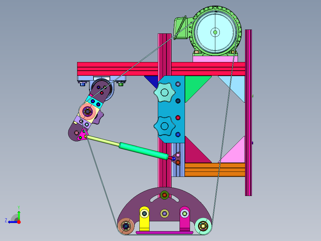 旋转式砂带磨床机构右视图