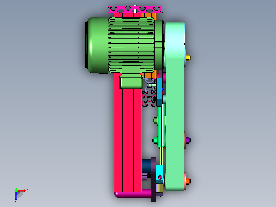 旋转式砂带磨床机构俯视图