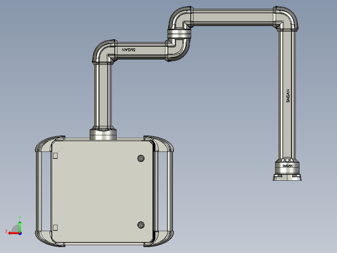向下旋转底座+转角+转角+中间连接器+箱体连接器+控制箱后视图