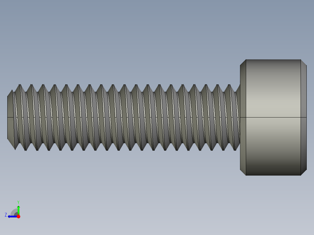 M4 x 0.7mm Thread 14mm LONG SOCKET HEAD CAP SCREW.STEP右视图