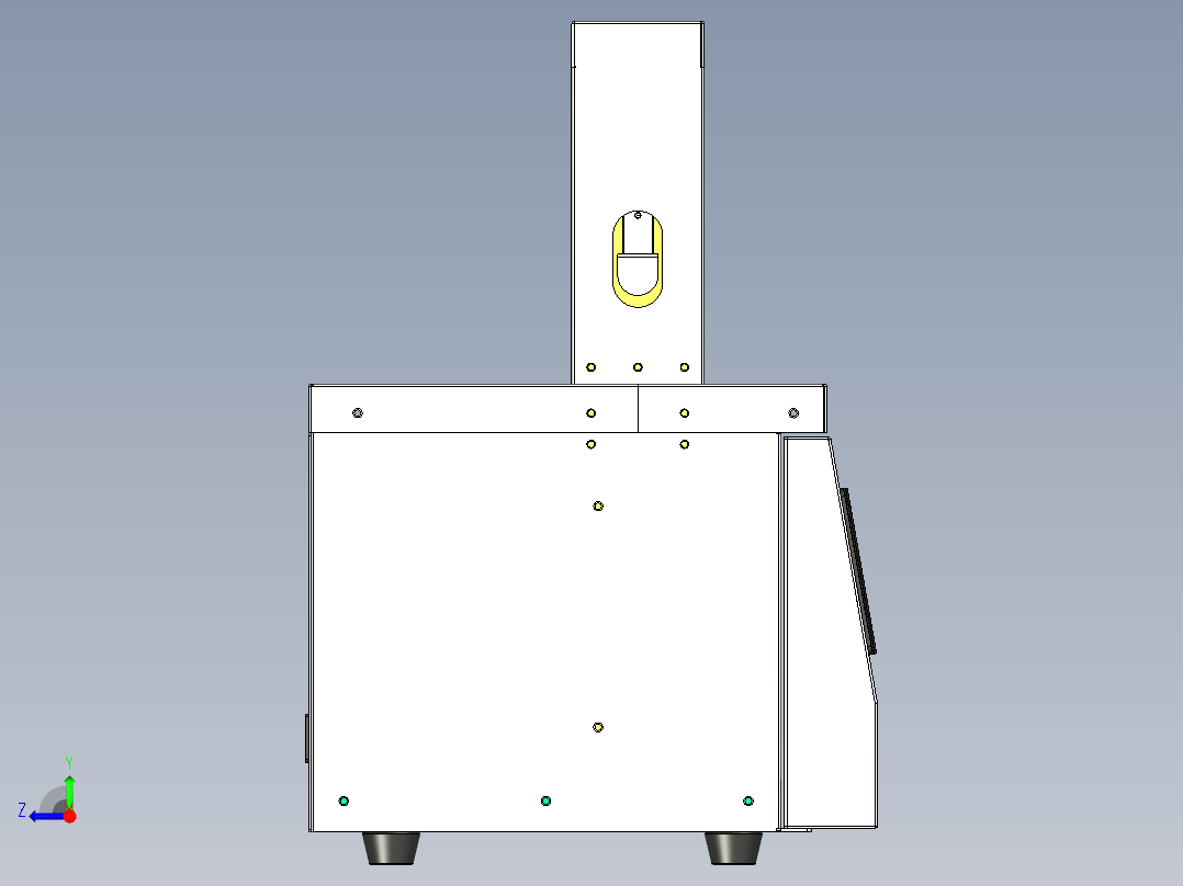 中型OPP束带捆扎机三维模型+CAD图纸右视图