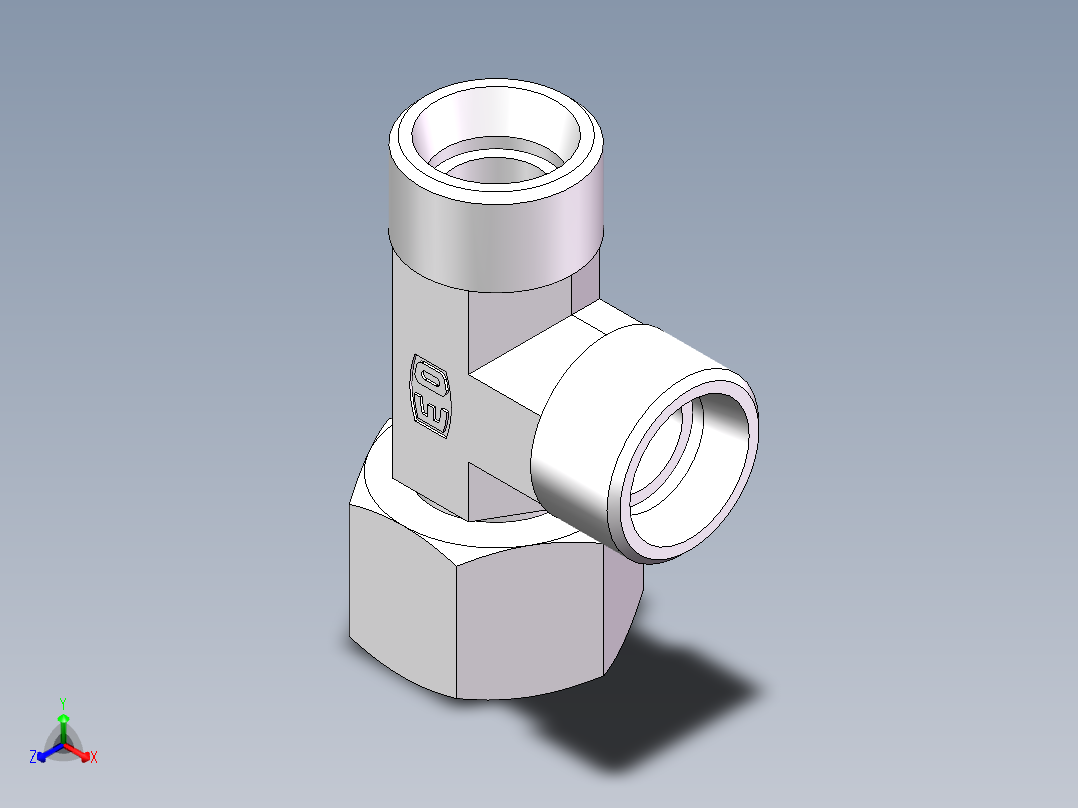 CC+CD 三通组合接头、CC-22正等轴测图