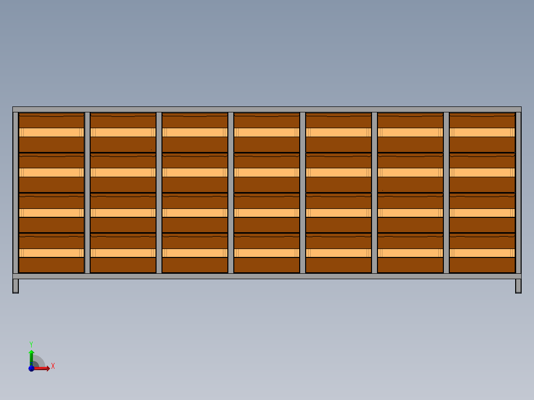 货架、多列货架柜前视图