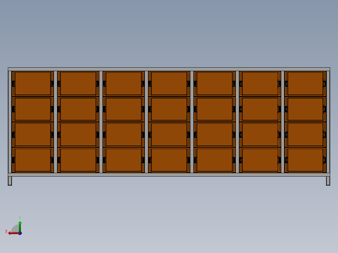 货架、多列货架柜后视图