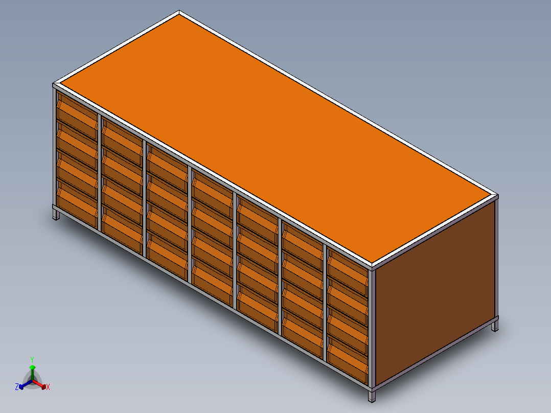 货架、多列货架柜正等轴测图