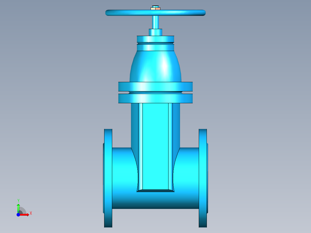DN100橡胶密封暗杆闸阀前视图