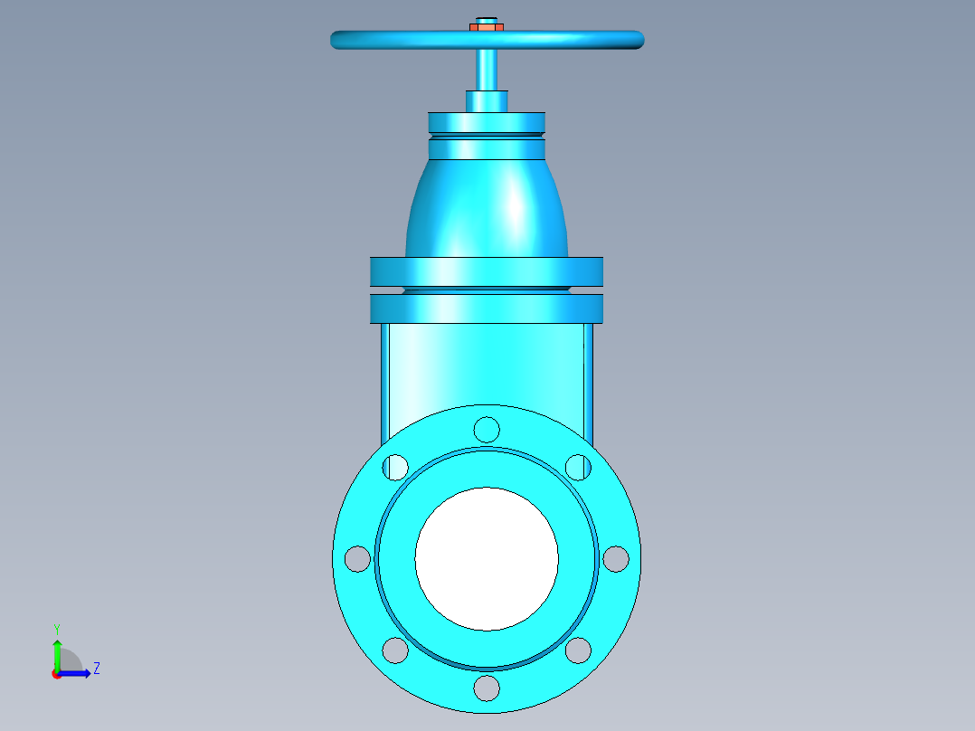DN100橡胶密封暗杆闸阀左视图