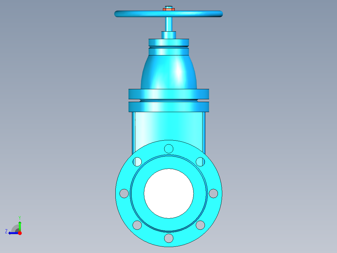 DN100橡胶密封暗杆闸阀右视图