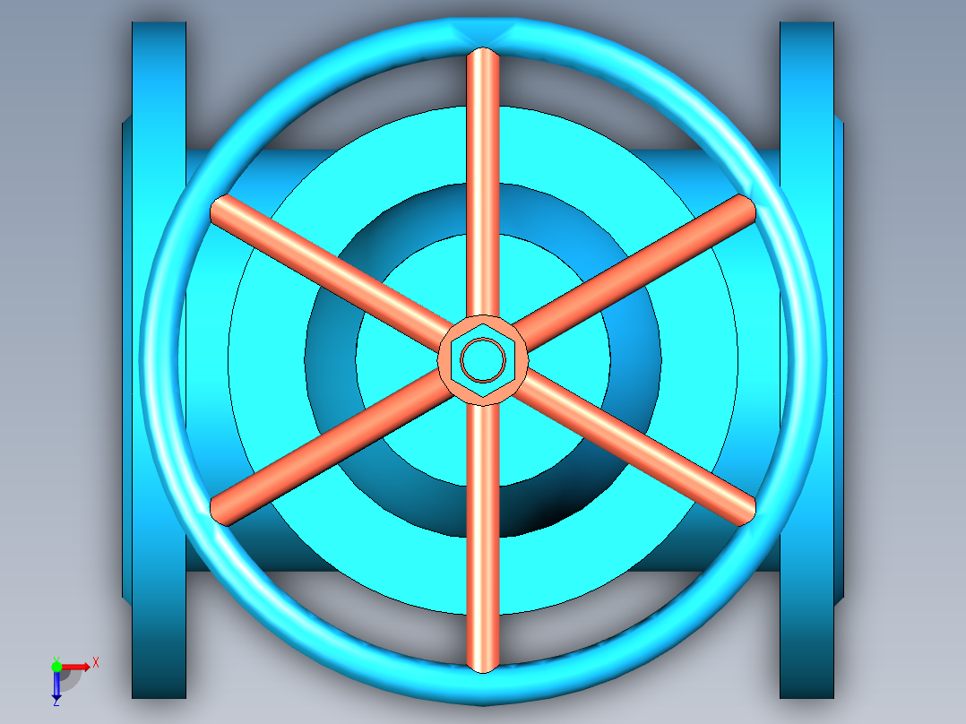 DN100橡胶密封暗杆闸阀俯视图