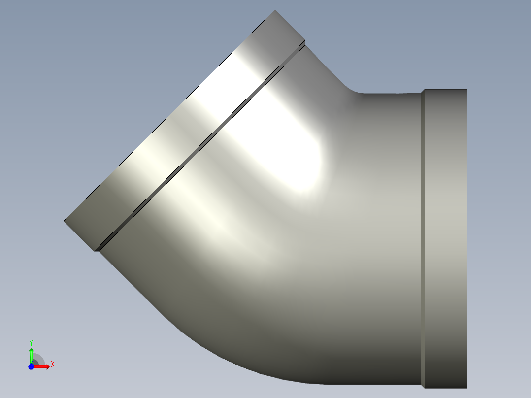 螺纹管弯头-45°等径  DN65前视图