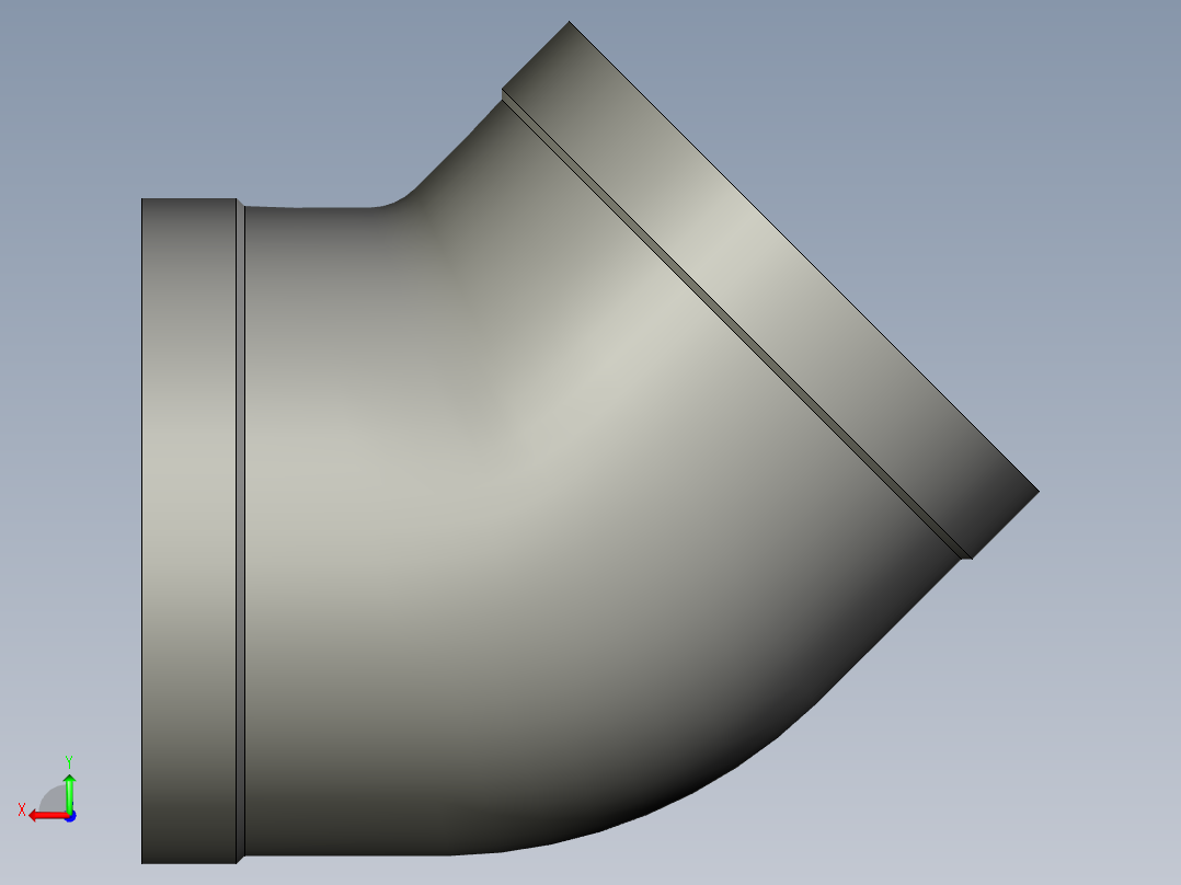 螺纹管弯头-45°等径  DN65后视图