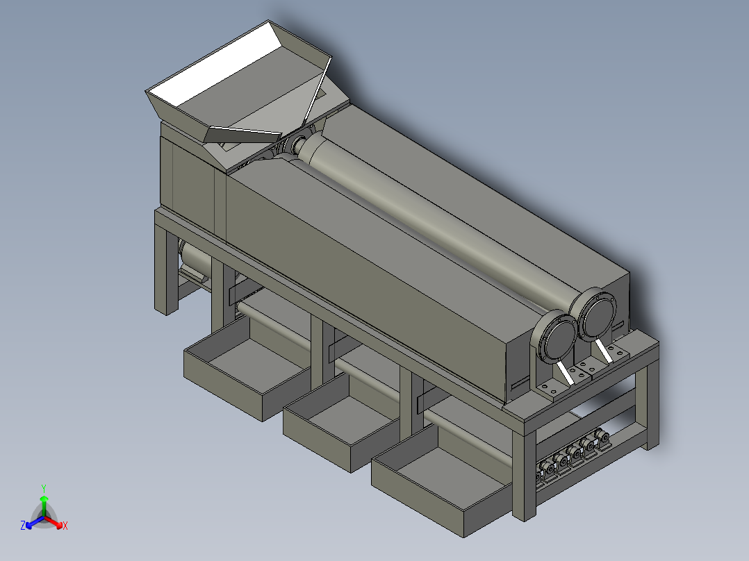 建筑工地用砂石筛选机正等轴测图
