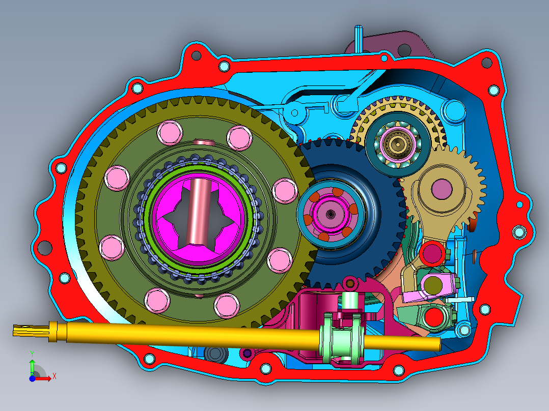 动力输出车辆变速箱前视图