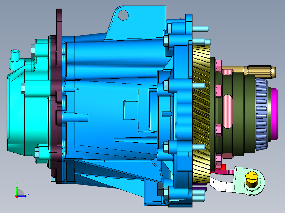 动力输出车辆变速箱左视图