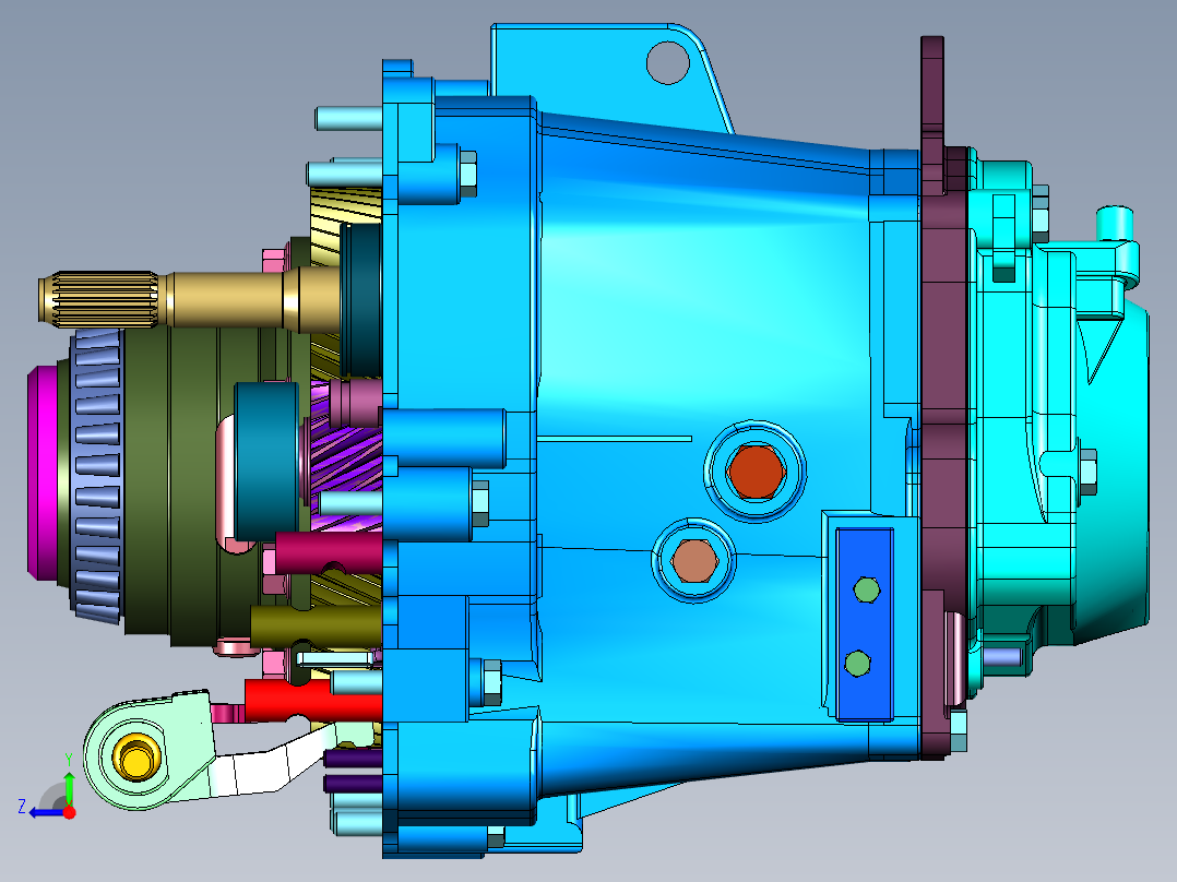 动力输出车辆变速箱右视图