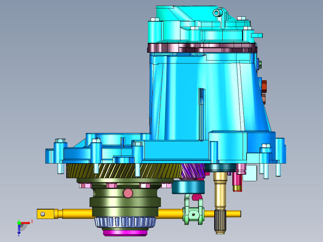 动力输出车辆变速箱俯视图