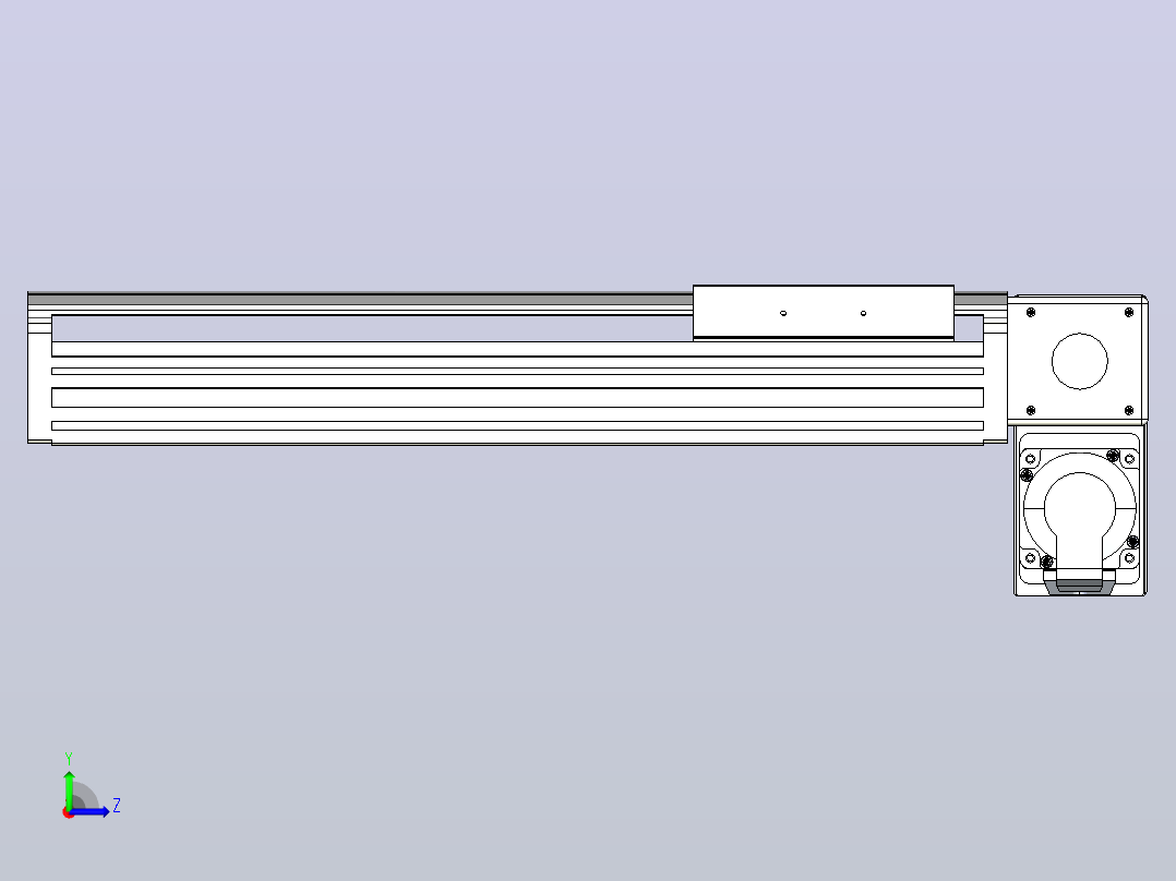 皮带直线轴半封闭可选导轨TPA-HNB-140D-120-L250-RP-Y-P40-N3左视图