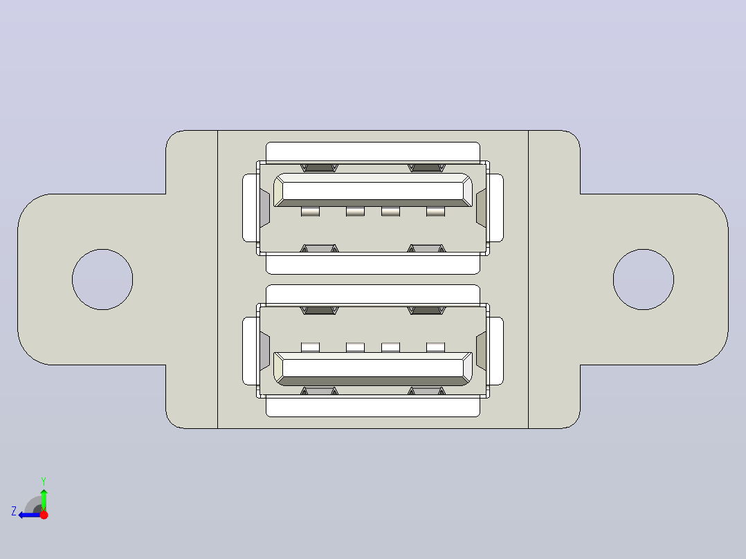 USB-2.0-2端口-类型A-面板安装-110右视图