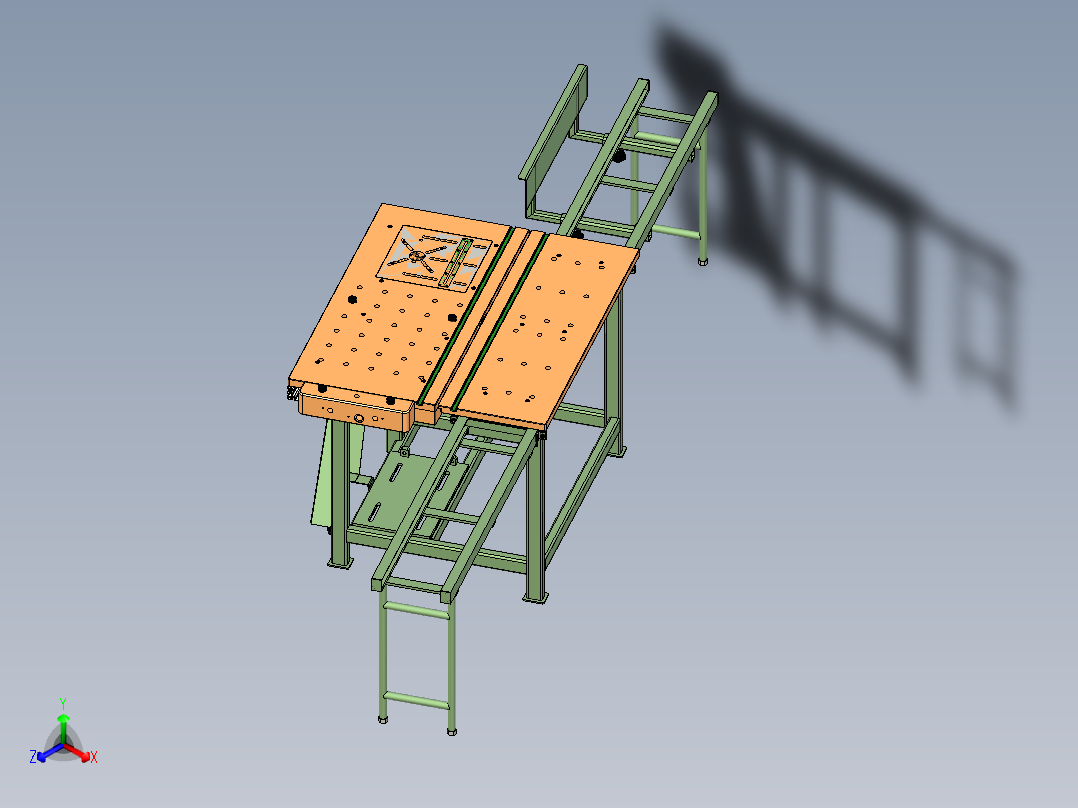 圆锯一体工作台3D图纸 INVENTOR设计 附STP正等轴测图