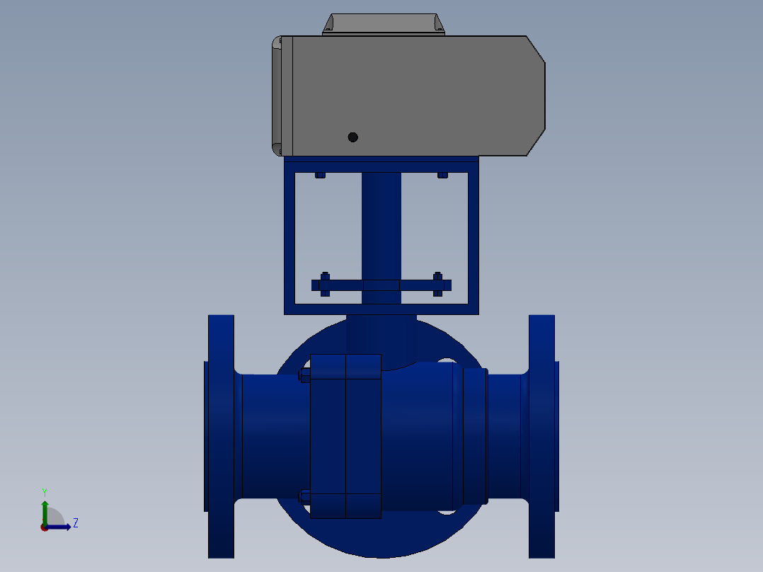 法兰电动三通球阀-铸铁 DN25-DN200后视图